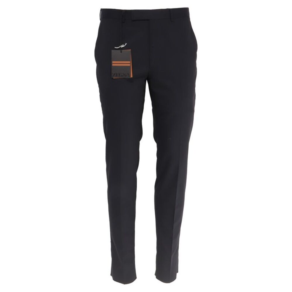 Zegna Mid-Rise Tailored Trousers in Black Wool